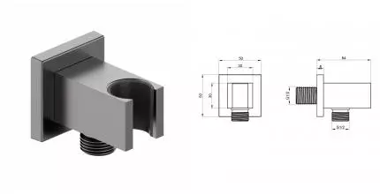 Шланговое подключение с держателем WONZON & WOGHAND, Темный графит (WW-HZ2312-BGM) · без серии, Wonzon & Woghand, WW-HZ2312-BGM