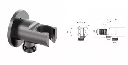 Шланговое подключение с держателем WONZON & WOGHAND, Темный графит (WW-HZ2319-BGM) · без серии, Wonzon & Woghand, WW-HZ2319-BGM