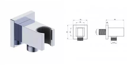 Шланговое подключение с держателем WONZON & WOGHAND, Хром (WW-HZ2312-CR) · без серии, Wonzon & Woghand, WW-HZ2312-CR
