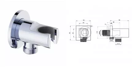 Шланговое подключение с держателем WONZON & WOGHAND, Хром (WW-HZ2319-CR) · без серии, Wonzon & Woghand, WW-HZ2319-CR