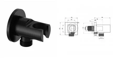 Шланговое подключение с держателем WONZON & WOGHAND, Черный матовый (WW-HZ2319-MB) · без серии, Wonzon & Woghand, WW-HZ2319-MB