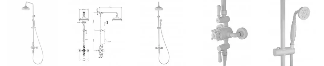 Душевая система с термостатом WONZON & WOGHAND RETRO, Белый матовый (WW-B3041-MW) · Retro, Wonzon & Woghand, WW-B3041-MW