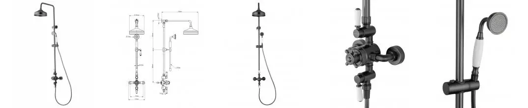 Душевая система с термостатом WONZON & WOGHAND RETRO, Темный графит (WW-B3041-BGG) · Retro, Wonzon & Woghand, WW-B3041-BGG