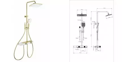 Душевая система с термостатом WONZON & WOGHAND Shelf, Брашированное золото (WW-B4161-BG) · Shelf, Wonzon & Woghand, WW-B4161-BG Душевая система с термостатом WONZON & WOGHAND Shelf, Брашированное золото (WW-B4161-BG) · Shelf, Wonzon & Woghand, WW-B4161-BG