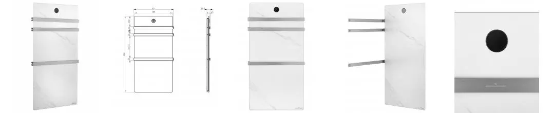 Полотенцесушитель электрический с каменной плитой Белый мрамор WONZON & WOGHAND STUTTGART, Брашированный никель (WW-A503-BR) · Stuttgart, Wonzon & Woghand, WW-A503-BR