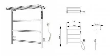 Полотенцесушитель электрический с полкой WONZON & WOGHAND BONN, Хром (WW-AL402-CR) · Wonzon & Woghand, WW-AL402-CR