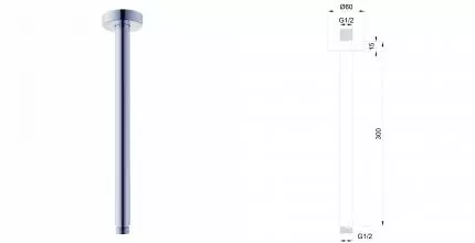 Потолочная трубка 22*300мм WONZON & WOGHAND, Хром (WW-SA06-30-CR) · без серии, Wonzon & Woghand, WW-SA06-30-CR