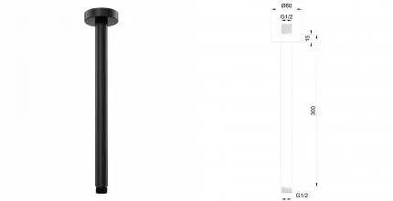 Потолочная трубка 22*300мм WONZON & WOGHAND, Черный матовый (WW-SA06-30-MB) · без серии, Wonzon & Woghand, WW-SA06-30-MB