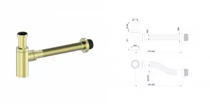 Сифон для раковины WONZON & WOGHAND, Брашированное золото (WW-88SS101-BG) · Wonzon & Woghand, WW-88SS101-BG