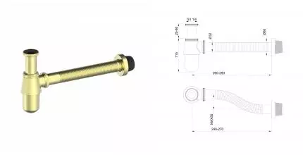 Сифон для раковины WONZON & WOGHAND, Брашированное золото (WW-88SS102-BG) · Wonzon & Woghand, WW-88SS102-BG