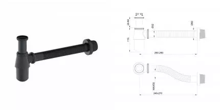 Сифон для раковины WONZON & WOGHAND, Тёмный графит (WW-88SS102-BGM) · Wonzon & Woghand, WW-88SS102-BGM