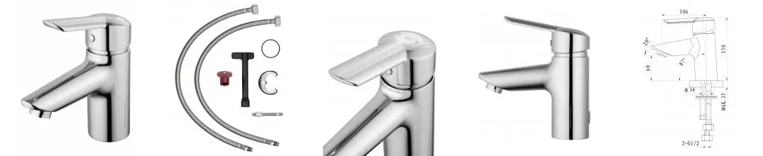 Смеситель для раковины «Wonzon & Woghand» Baroque WW-191101-CR хром