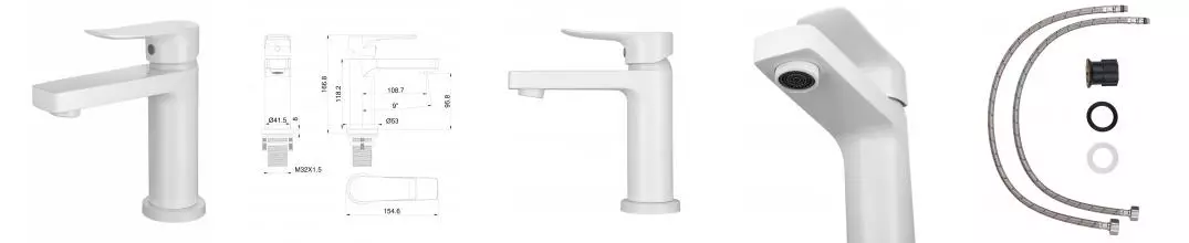 Смеситель для раковины WONZON & WOGHAND Blend, Белый матовый (WW-A40222-MW) · Blend, Wonzon & Woghand, WW-A40222-MW