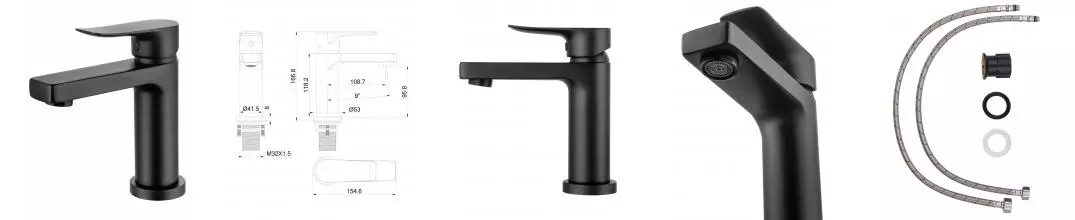 Смеситель для раковины WONZON & WOGHAND Blend, Чёрный матовый (WW-A40222-MB) · Blend, Wonzon & Woghand, WW-A40222-MB