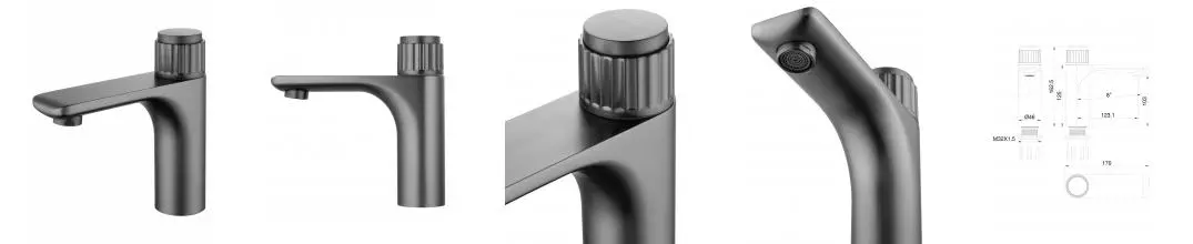 Смеситель для раковины «Wonzon & Woghand» Click WW-A40412-BGG тёмный графит Смеситель для раковины «Wonzon & Woghand» Click WW-A40412-BGG тёмный графит