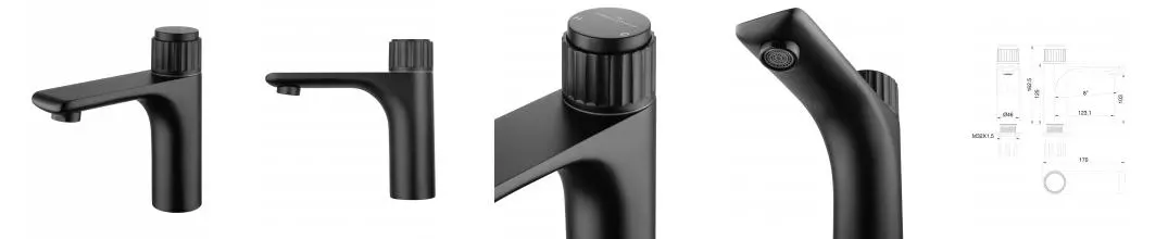 Смеситель для раковины «Wonzon & Woghand» Click WW-A40412-MB чёрный матовый