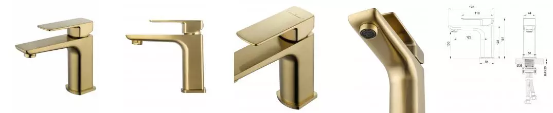 Смеситель для раковины «Wonzon & Woghand» Edge WW-88139003-BG брашированное золото