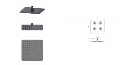 Верхний душ WONZON & WOGHAND, Темный графит (WW-88DP06-BGM) · без серии, Wonzon & Woghand, WW-88DP06-BGM
