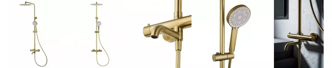 Душевая система с термостатом WONZON & WOGHAND STICK, Брашированное золото (WW-88739903-BG) · Stick, Wonzon & Woghand, WW-88739903-BG