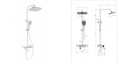 Душевая система с термостатом WONZON & WOGHAND, Белый матовый (WW-B3099-A-MW) · Wonzon & Woghand, WW-B3099-A-MW