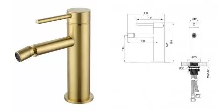 Смеситель для биде «Wonzon & Woghand» Stick WW-88339017-BG брашированное золото Смеситель для биде «Wonzon & Woghand» Stick WW-88339017-BG брашированное золото