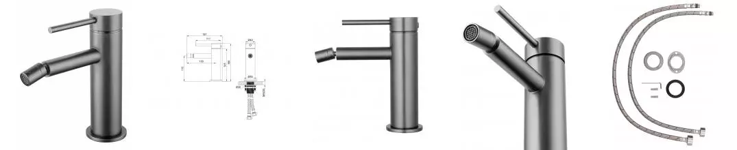 Смеситель для биде «Wonzon & Woghand» Stick WW-88339017-BGM тёмный графит