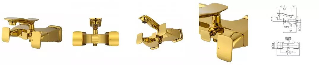 Смеситель для ванны с душем «Wonzon & Woghand» Shakespeare WW-653101-DG тёмное золото Смеситель для ванны с душем «Wonzon & Woghand» Shakespeare WW-653101-DG тёмное золото