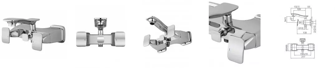 Смеситель для ванны с душем «Wonzon & Woghand» Shakespeare WW-653101-CR хром Смеситель для ванны с душем «Wonzon & Woghand» Shakespeare WW-653101-CR хром