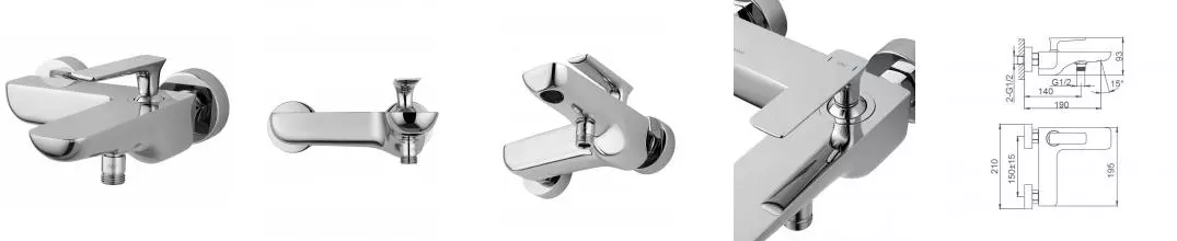 Смеситель для ванны с душем «Wonzon & Woghand» Shark WW-483101-CR хром Смеситель для ванны с душем «Wonzon & Woghand» Shark WW-483101-CR хром