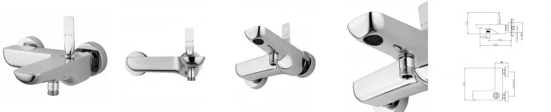 Смеситель для ванны с душем «Wonzon & Woghand» Shark WW-48B3101-CR хром Смеситель для ванны с душем «Wonzon & Woghand» Shark WW-48B3101-CR хром