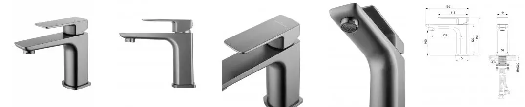 Смеситель для раковины «Wonzon & Woghand» Edge WW-88139003-BGM тёмный графит Смеситель для раковины «Wonzon & Woghand» Edge WW-88139003-BGM тёмный графит