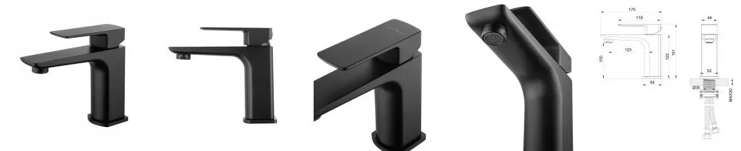 Смеситель для раковины «Wonzon & Woghand» Edge WW-88139003-MB чёрный матовый Смеситель для раковины «Wonzon & Woghand» Edge WW-88139003-MB чёрный матовый