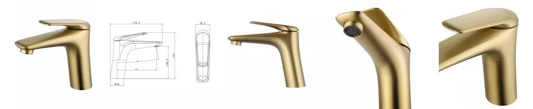 Смеситель для раковины WONZON & WOGHAND Elbe, Брашированное золото (WW-A41222-BG) · Elbe, Wonzon & Woghand, WW-A41222-BG