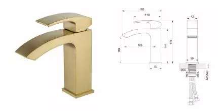 Смеситель для раковины «Wonzon & Woghand» Fit WW-88139009-BG брашированное золото