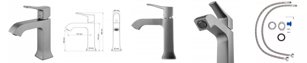 Смеситель для раковины «Wonzon & Woghand» Flex WW-88018072-BGM тёмный графит