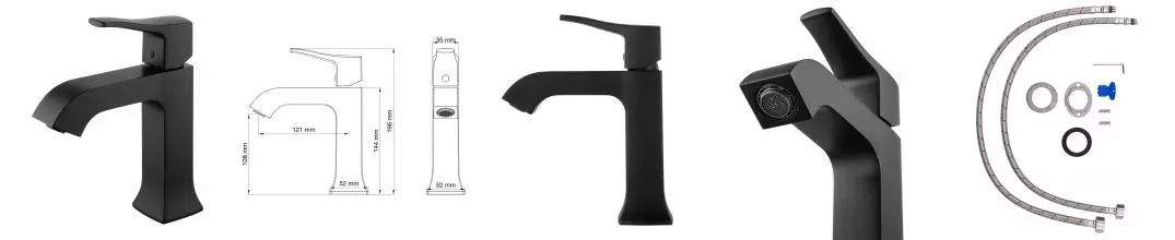 Смеситель для раковины «Wonzon & Woghand» Flex WW-88018072-MB чёрный матовый