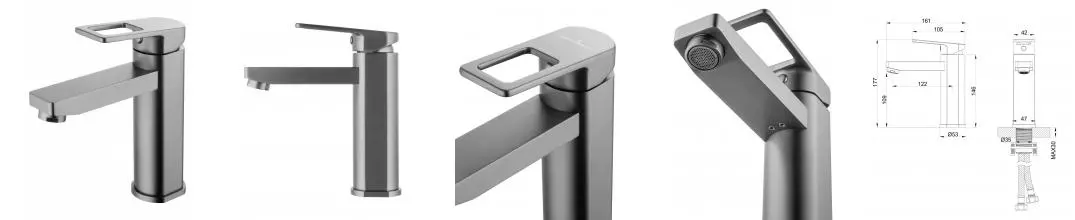 Смеситель для раковины «Wonzon & Woghand» Frame WW-88139010-BGM тёмный графит Смеситель для раковины «Wonzon & Woghand» Frame WW-88139010-BGM тёмный графит