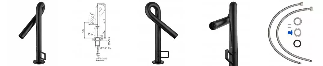 Смеситель для раковины WONZON & WOGHAND LOOP, Чёрный матовый (WW-111-00-508) · Loop, Wonzon & Woghand, WW-111-00-508