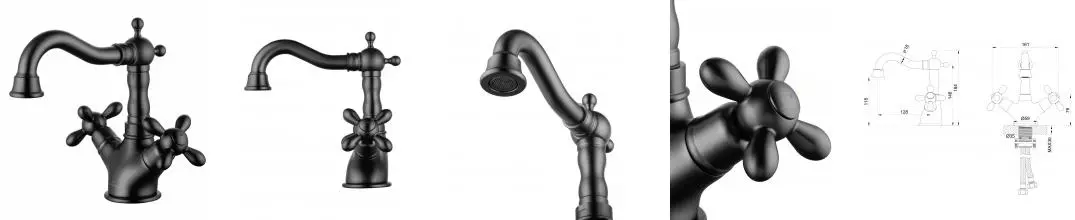 Смеситель для раковины «Wonzon & Woghand» Retro WW-88139020-BGM тёмный графит Смеситель для раковины «Wonzon & Woghand» Retro WW-88139020-BGM тёмный графит