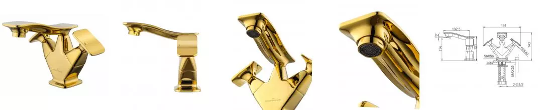 Смеситель для раковины «Wonzon & Woghand» Shakespeare WW-651101-DG тёмное золото Смеситель для раковины «Wonzon & Woghand» Shakespeare WW-651101-DG тёмное золото