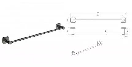 Вешалка для полотенец WONZON & WOGHAND, Тёмный графит (WW-V1101-GM) · Wonzon & Woghand, WW-V1101-GM