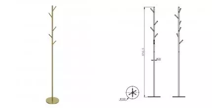 Вешалка напольная для ванной комнаты WONZON & WOGHAND, Брашированное золото (WW-V4306-BG) · Wonzon & Woghand, WW-V4306-BG