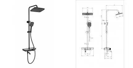 Душевая система с термостатом WONZON & WOGHAND, Черный матовый (WW-B3099-A-MB) · Wonzon & Woghand, WW-B3099-A-MB