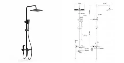 Душевая система с термостатом WONZON & WOGHAND, Черный матовый (WW-B3310-MB) · Wonzon & Woghand, WW-B3310-MB