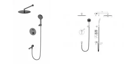 Душевая система с термостатом встраиваемая WONZON & WOGHAND STICK, Темный графит (WW-88929010-BGM) · Stick, Wonzon & Woghand, WW-88929010-BGM