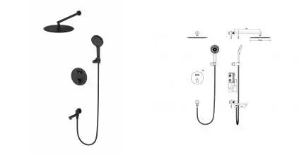 Душевая система с термостатом встраиваемая WONZON & WOGHAND STICK, Черный матовый (WW-88929010-MB) · Stick, Wonzon & Woghand, WW-88929010-MB