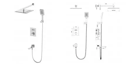 Душевая система с термостатом встраиваемая WONZON & WOGHAND, Брашированный никель (WW-88929003-BN) · Wonzon & Woghand, WW-88929003-BN