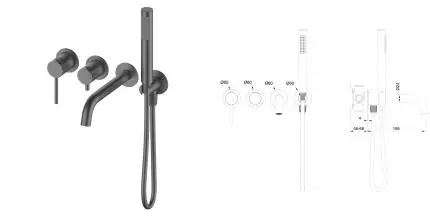 Смеситель для ванны с душем «Wonzon & Woghand» Stick WW-889017-BGM тёмный графит Смеситель для ванны с душем «Wonzon & Woghand» Stick WW-889017-BGM тёмный графит