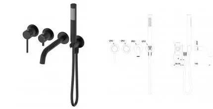 Смеситель для ванны с душем «Wonzon & Woghand» Stick WW-889017-MB чёрный матовый Смеситель для ванны с душем «Wonzon & Woghand» Stick WW-889017-MB чёрный матовый