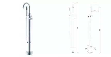 Напольный смеситель для ванны с душем «Wonzon & Woghand» Stick WW-88649017-CR хром